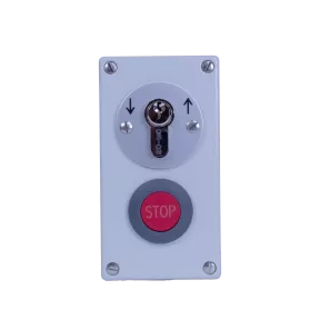Interrupteur à clé en saillie OSLB2-2T, 1 pôle impulsion, UP / DOWN +bouton STOP