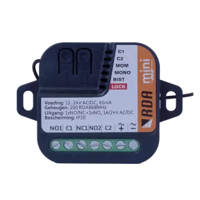 Récepteur MINI868-2C, 868MHz, Mémoire pour 200 boutons, 12...24Vca/cc